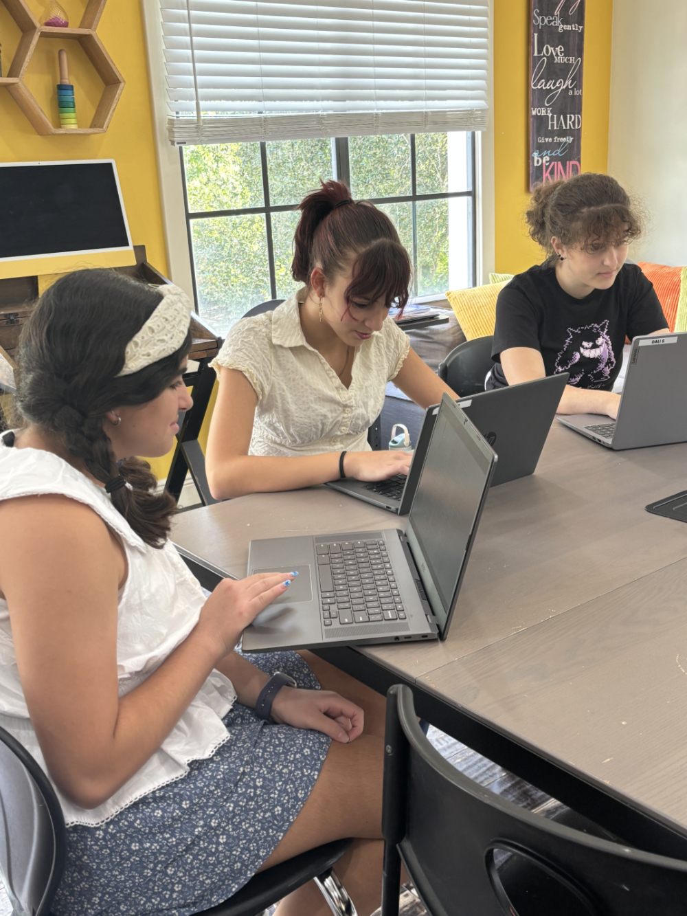 Adolescent students working on their projects on computers